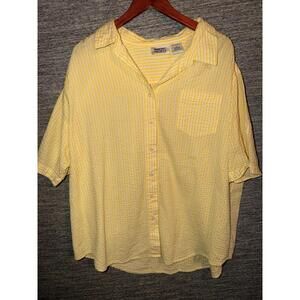 Mainstreet Blues Seersucker Shirt 2X Yellow White Striped Cotton Short Sleeve